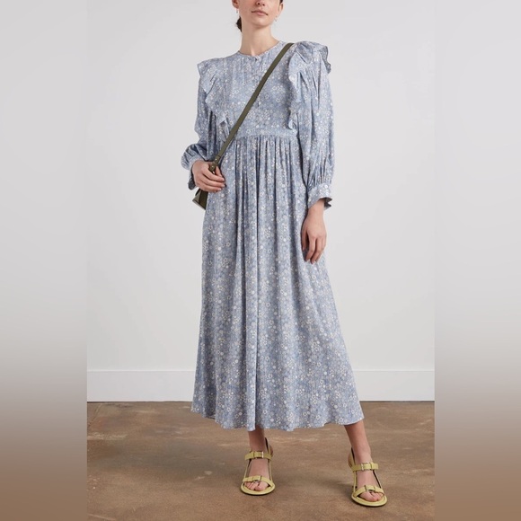 Baum Und Pferdgarten | Alona Floral Maxi Dress In Blue Helsinki Size 2 - Picture 2 of 10